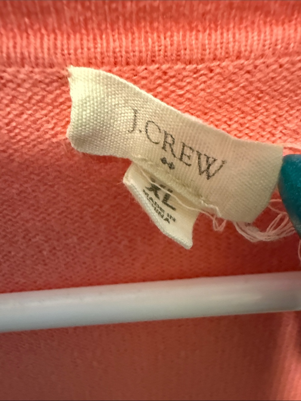 J. Crew Coral and Navy Argyle V-Neck Sweater - Picture 2 of 6